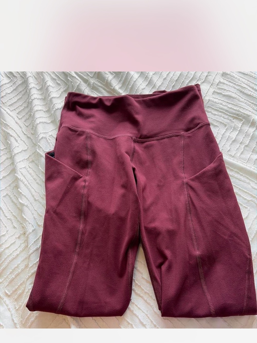 Women’s High-Waist Burgundy Active Leggings with Side Pockets